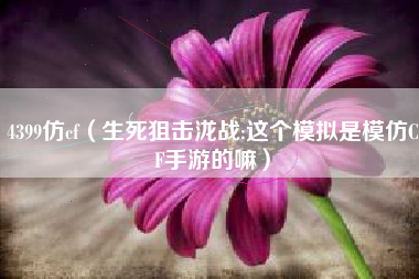 4399仿cf（生死狙击泷战:这个模拟是模仿CF手游的嘛）
