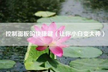 控制面板的快捷键（让你小白变大神）