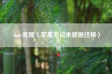 mac克隆（苹果笔记本数据迁移）