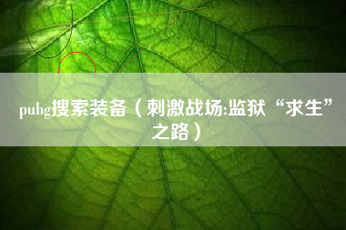 pubg搜索装备（刺激战场:监狱“求生”之路）