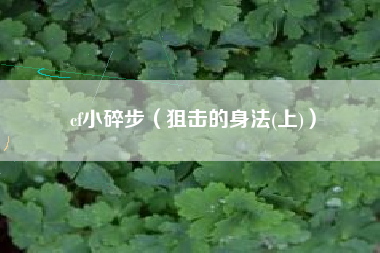 cf小碎步（狙击的身法(上)）