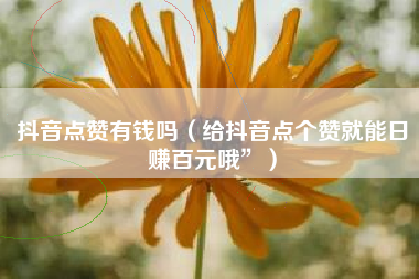 抖音点赞有钱吗（给抖音点个赞就能日赚百元哦”）