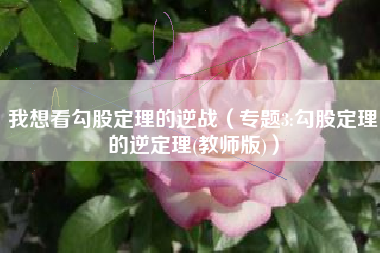 我想看勾股定理的逆战（专题3:勾股定理的逆定理(教师版)）
