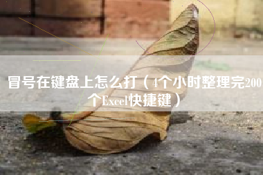 冒号在键盘上怎么打（4个小时整理完200个Excel快捷键）