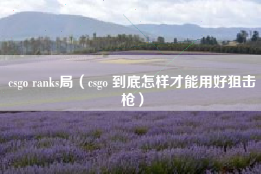csgo ranks局（csgo 到底怎样才能用好狙击枪）