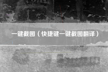一键截图（快捷键一键截图翻译）