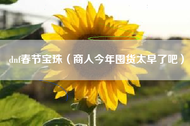 dnf春节宝珠（商人今年囤货太早了吧）