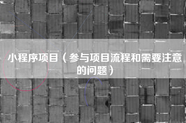 小程序项目（参与项目流程和需要注意的问题）