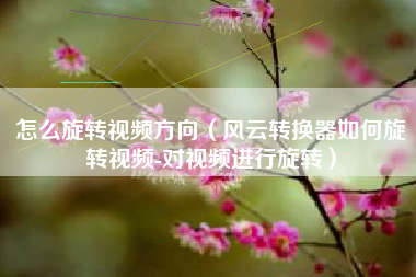怎么旋转视频方向（风云转换器如何旋转视频-对视频进行旋转）