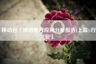 移动台（移动电台应用分析报告(上篇):行业）