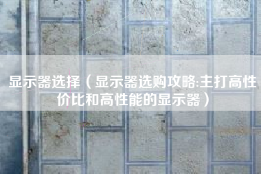 显示器选择（显示器选购攻略:主打高性价比和高性能的显示器）