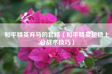 和平精英弃马的套路（和平精英超稳上分战术技巧）