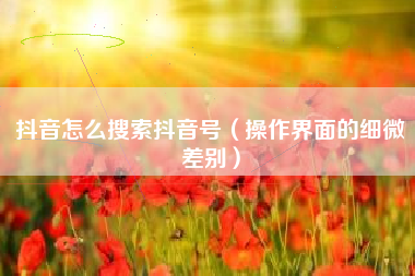 抖音怎么搜索抖音号（操作界面的细微差别）