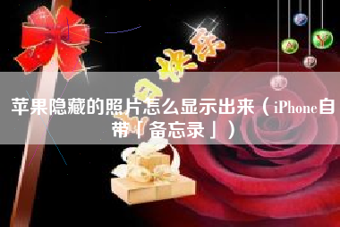 苹果隐藏的照片怎么显示出来（iPhone自带「备忘录」）