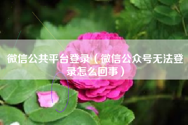 微信公共平台登录（微信公众号无法登录怎么回事）