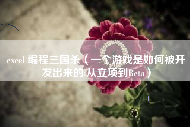 excel 编程三国杀（一个游戏是如何被开发出来的:从立项到Beta）