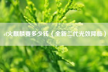 cf火麒麟要多少钱（全新二代光效降临）