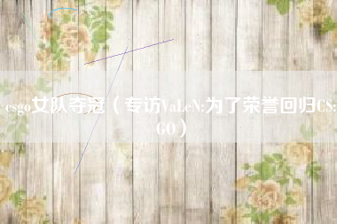 csgo女队夺冠（专访VaLeN:为了荣誉回归CS:GO）