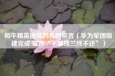 和平精英团结的兵团宣言（华为军团组建完成:誓言“不破楼兰终不还”）