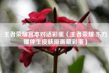 王者荣耀宫本对话彩蛋（王者荣耀:东方曜伴生皮肤原画藏彩蛋）