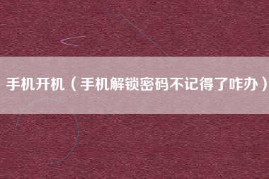 手机开机（手机解锁密码不记得了咋办）