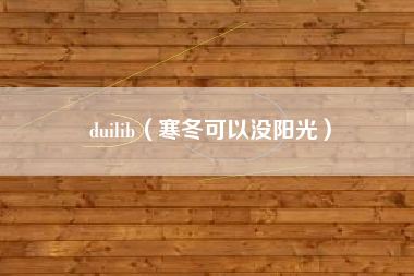 duilib（寒冬可以没阳光）
