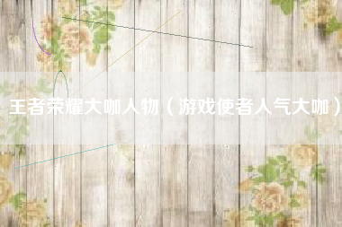 王者荣耀大咖人物（游戏使者人气大咖）