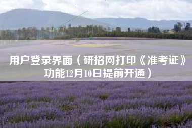 用户登录界面（研招网打印《准考证》功能12月10日提前开通）