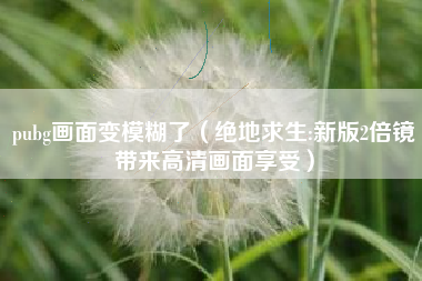 pubg画面变模糊了（绝地求生:新版2倍镜带来高清画面享受）