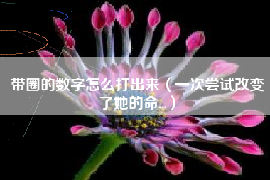 带圈的数字怎么打出来（一次尝试改变了她的命...）