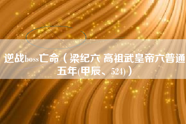 逆战boss亡命（梁纪六 高祖武皇帝六普通五年(甲辰、524)）