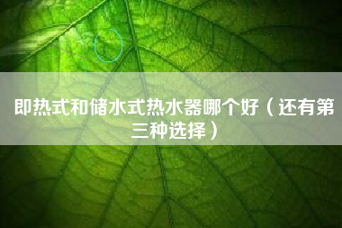 即热式和储水式热水器哪个好（还有第三种选择）