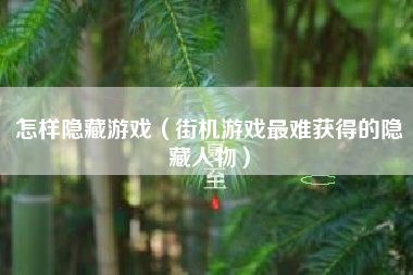 怎样隐藏游戏（街机游戏最难获得的隐藏人物）