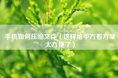 手机如何压缩文件（这样给甲方看方案太方便了）
