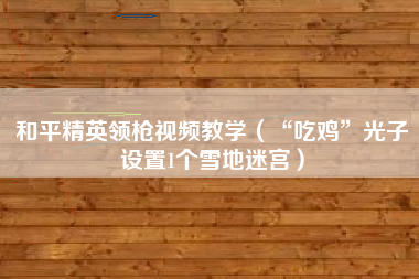 和平精英领枪视频教学（“吃鸡”光子设置1个雪地迷宫）