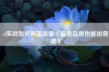 cf实战如何购买装备（蓝色品质也能出奇迹）