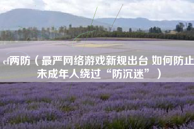 cf两防（最严网络游戏新规出台 如何防止未成年人绕过“防沉迷”）