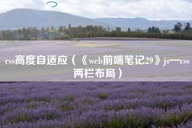 css高度自适应（《web前端笔记29》js—css两栏布局）