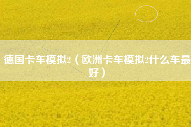 德国卡车模拟2（欧洲卡车模拟2什么车最好）