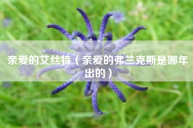 亲爱的艾丝特（亲爱的弗兰克斯是哪年出的）