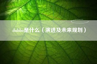 dubbo是什么（演进及未来规划）