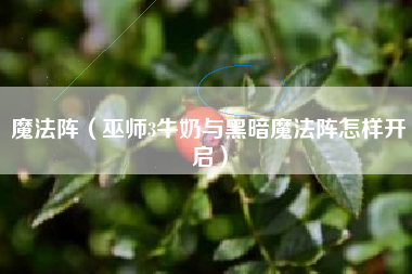 魔法阵（巫师3牛奶与黑暗魔法阵怎样开启）