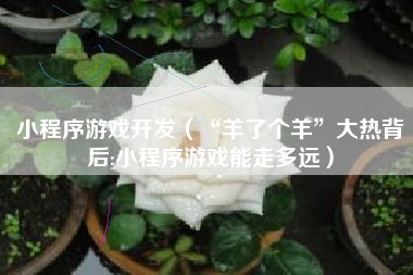 小程序游戏开发（“羊了个羊”大热背后:小程序游戏能走多远）