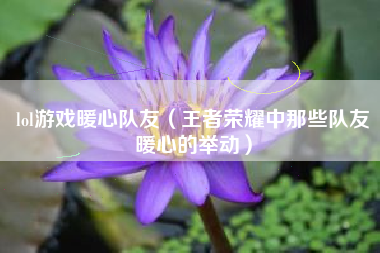 lol游戏暖心队友（王者荣耀中那些队友暖心的举动）