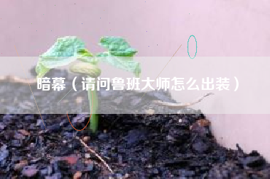 暗幕（请问鲁班大师怎么出装）
