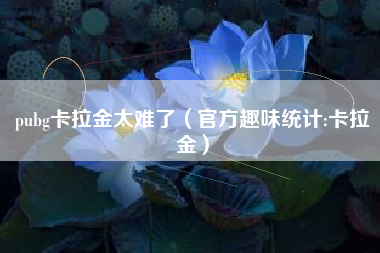 pubg卡拉金太难了（官方趣味统计:卡拉金）