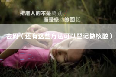 去码（还有这些方法可以登记做核酸）