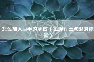 怎么加入lol手游测试（每晚19-22点限时体验）