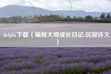 delphi下载（编程大师成长日记:沉寂许久）