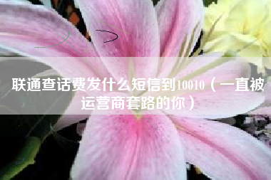 联通查话费发什么短信到10010（一直被运营商套路的你）